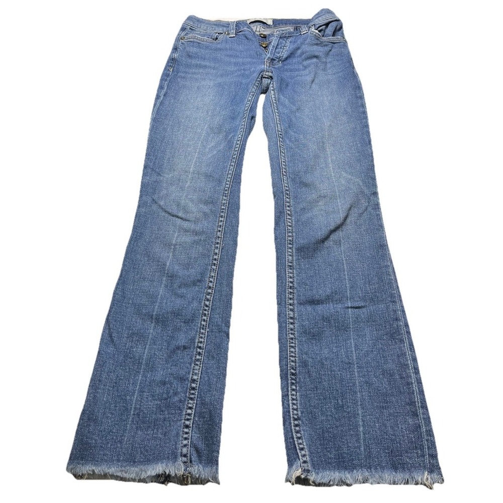 We The Free Jeans Womens 25 Wide Leg Flare Raw Hem Button Fly Flap Pockets Boho
